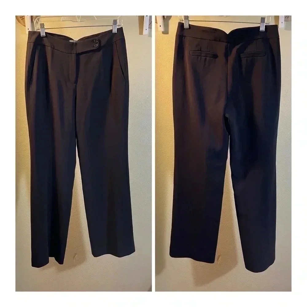 Ann Taylor Margo Pants Sz 4 Charcoal Dark Brown Lined Pockets Career Pants